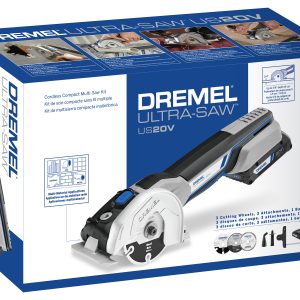 Dremel US20V-01 - 20V Max Cordless Ultra-Saw 1 Battery Tool Kit, (3) Cutting Wheels & Storage Bag, Ideal for Flush Cutting, Plunge Cutting and Surface Preparation