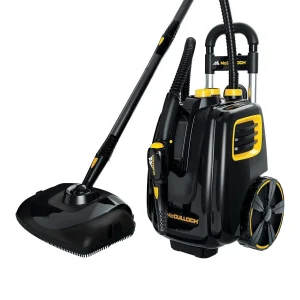 McCulloch MC1375 Canister Steam Cleaner with 20 Accessories, Extra Long Power Cord, Chemical Free Cleaning for Most Floors, Counters, Appliances, Windows, Autos, and More, 1 (Pack), Black