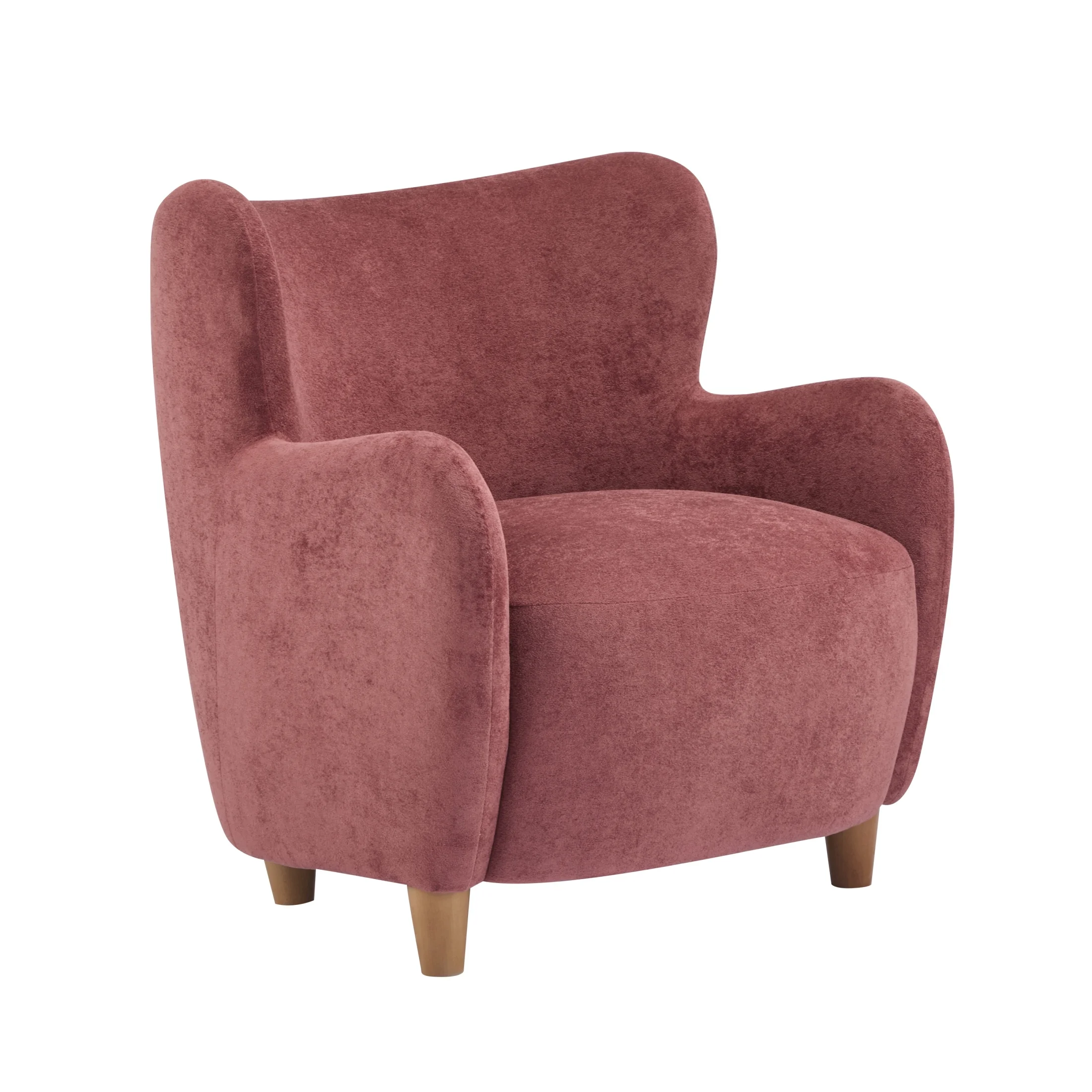 Christopher Knight Home Mid-Century Modern Velvet Wingback Accent Chair with Birch Legs, White