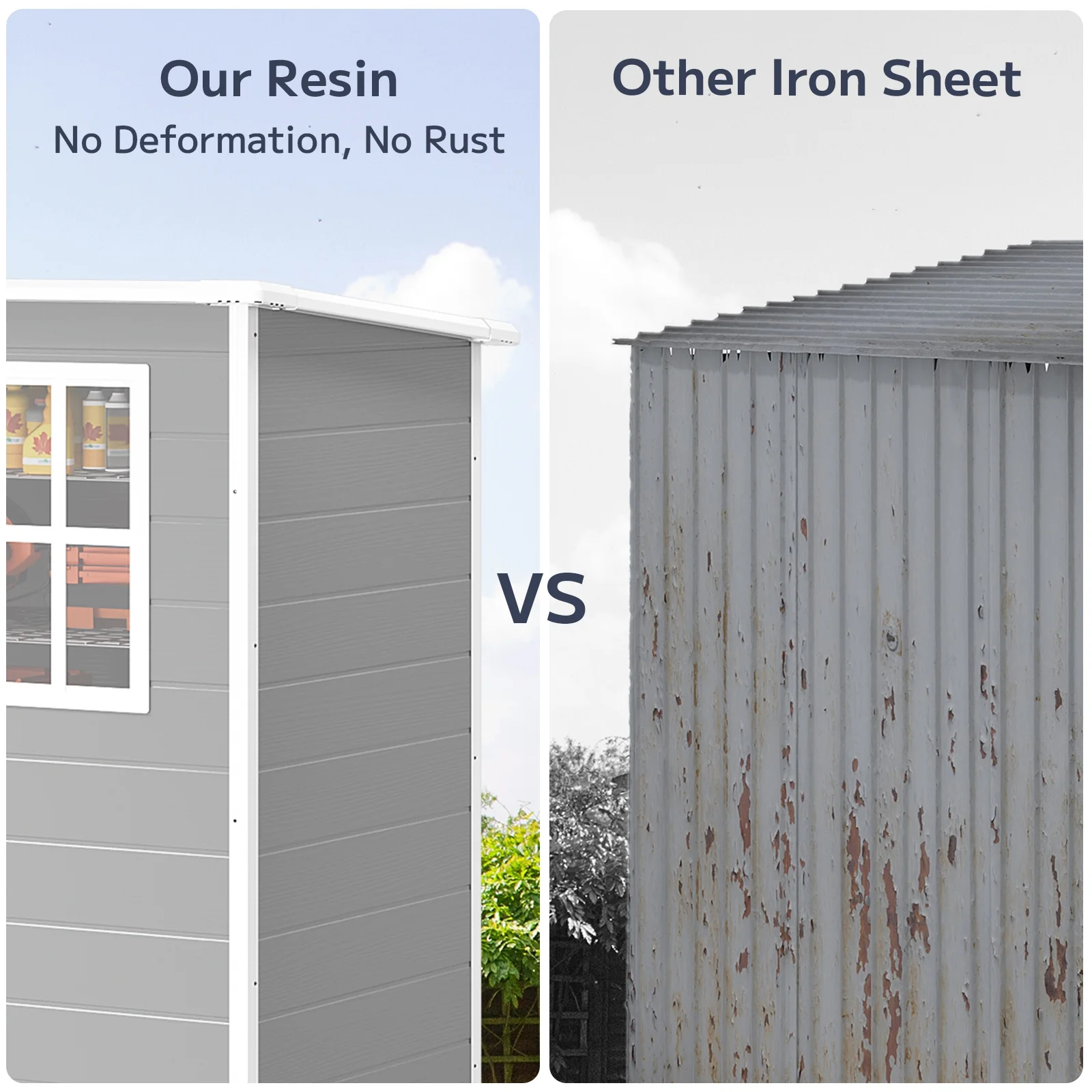 Asofer 6x4 FT Resin Storage Shed, Plastic Outdoor Shed with Floor-Side Window, Lockable Door for Backyard, Garden, Patio, Gray