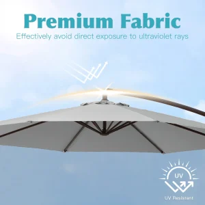JUSTLET 10ft Heavy Duty Patio Hanging Offset Cantilever Patio Umbrella W/ 4-Piece Base Included Included, Beige