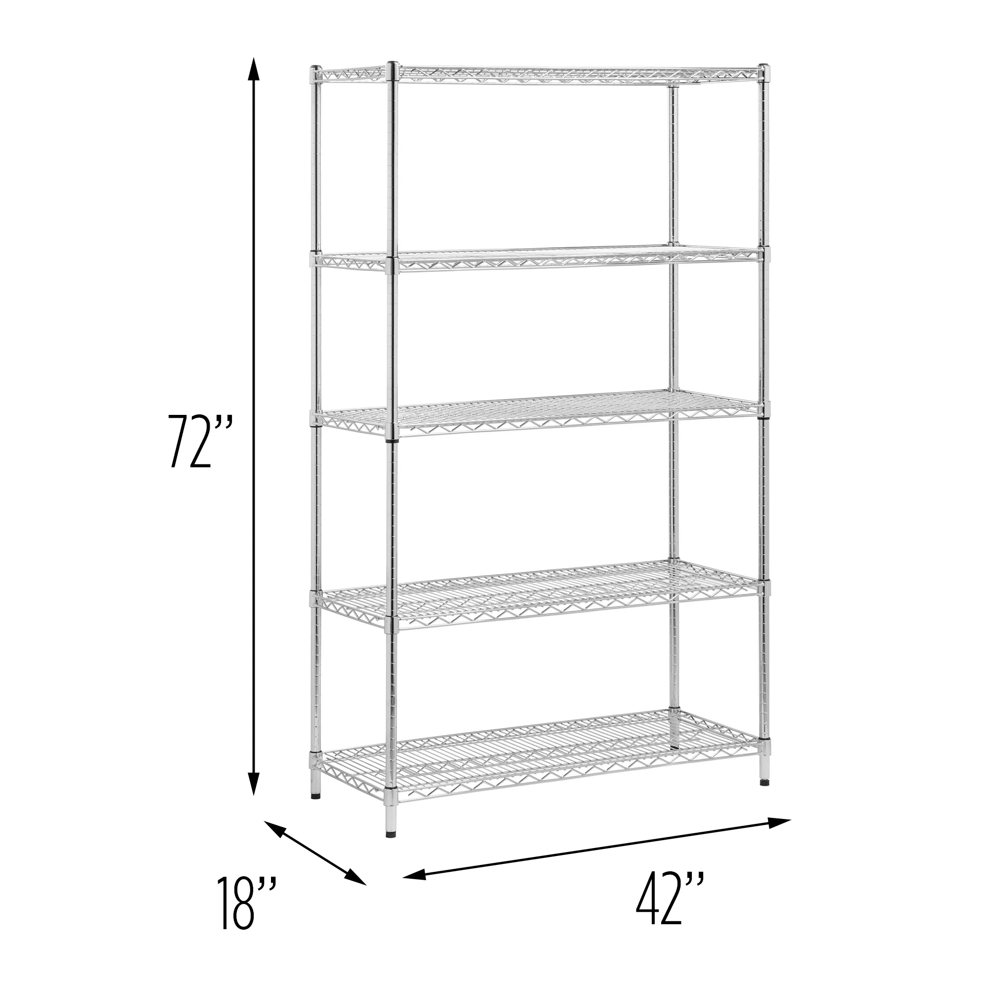 Honey-Can-Do 5-Shelf Steel Adjustable Storage Shelves, Chrome, Holds up to 800 lb per Shelf