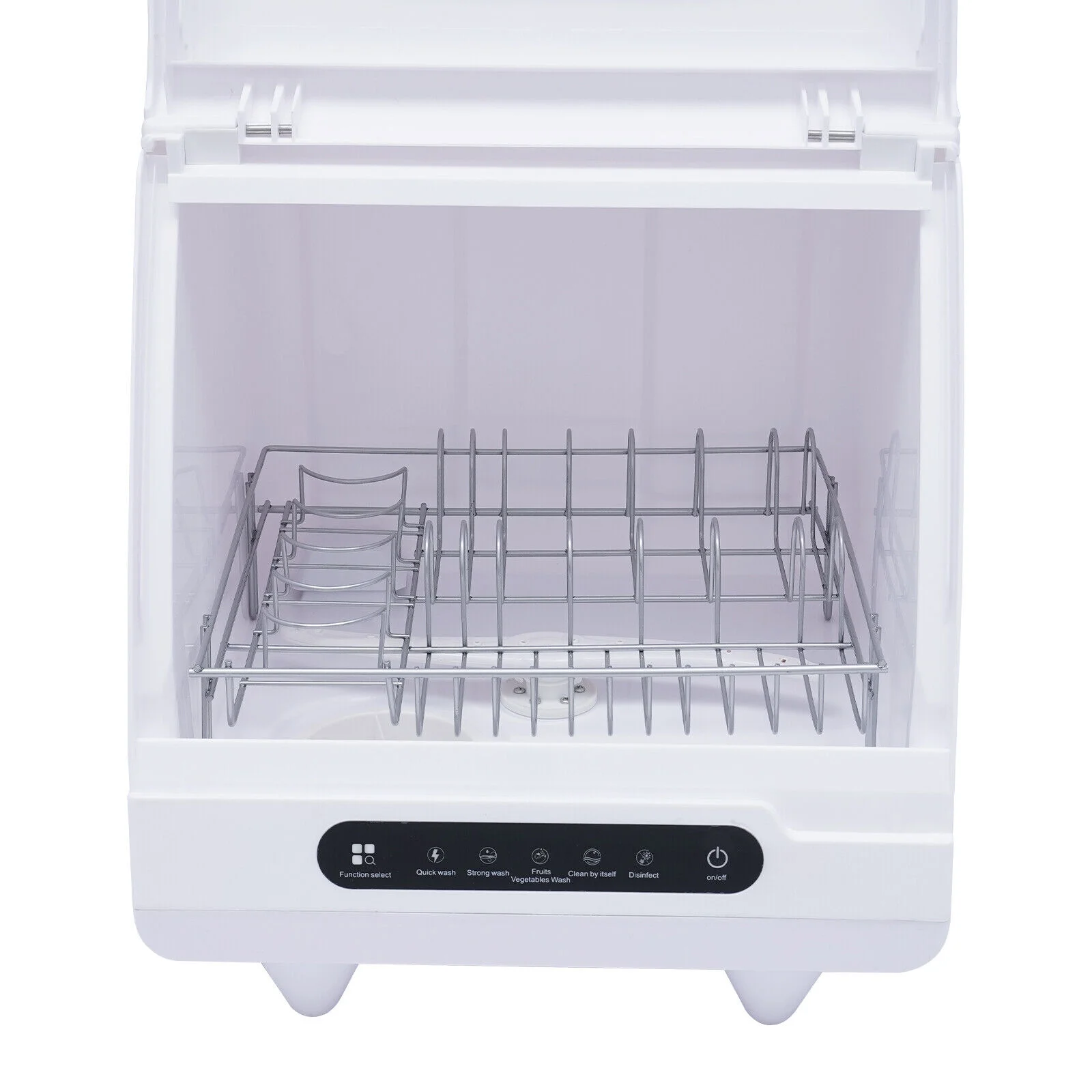 FETCOI Countertop Dishwasher, Compact Countertop 360Streak-Free Deep Cleaning Dishwasher Tableware Dishwashing 5 Washing Programs Automatic Portable Dish Washing Machine with Dish Rack White