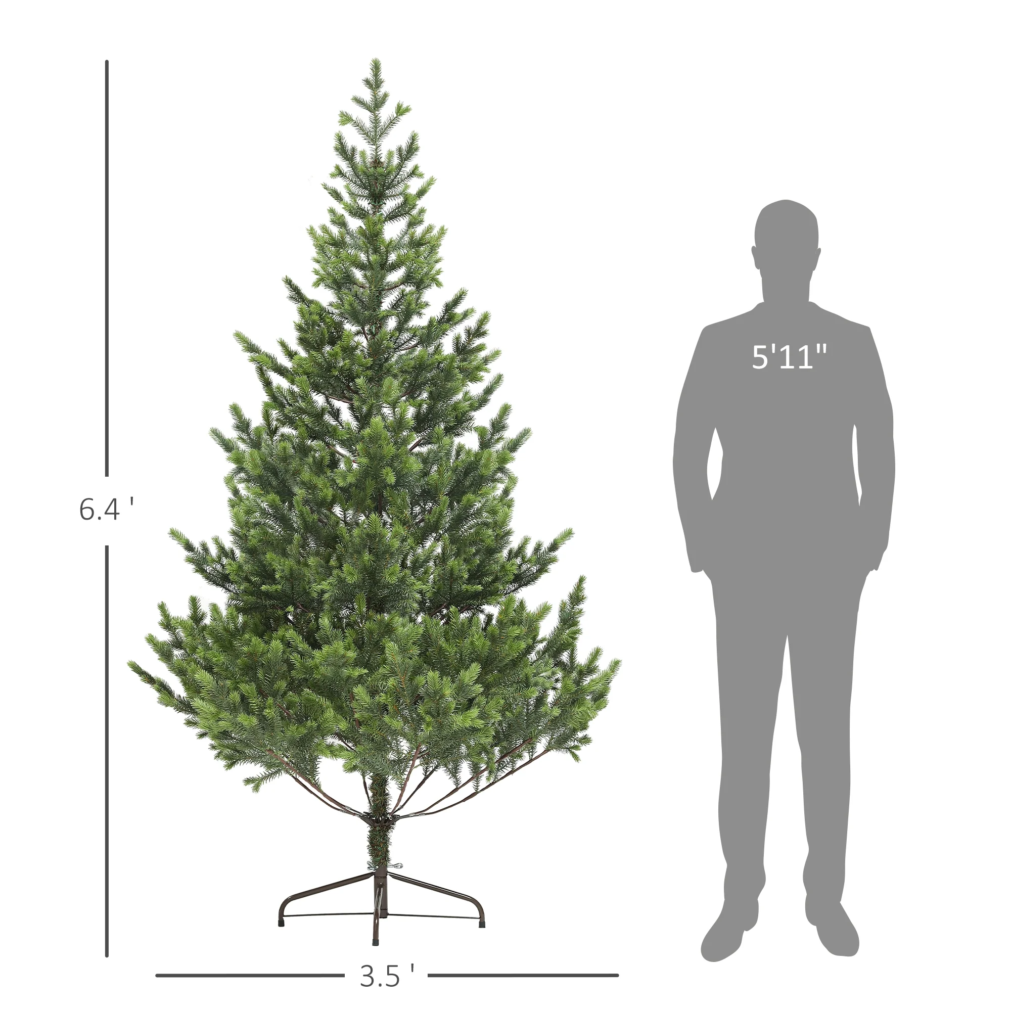 HOMCOM 6ft Artificial Sparse Christmas Tree with Steel Stand and 1933 Tips for Home Office Holiday