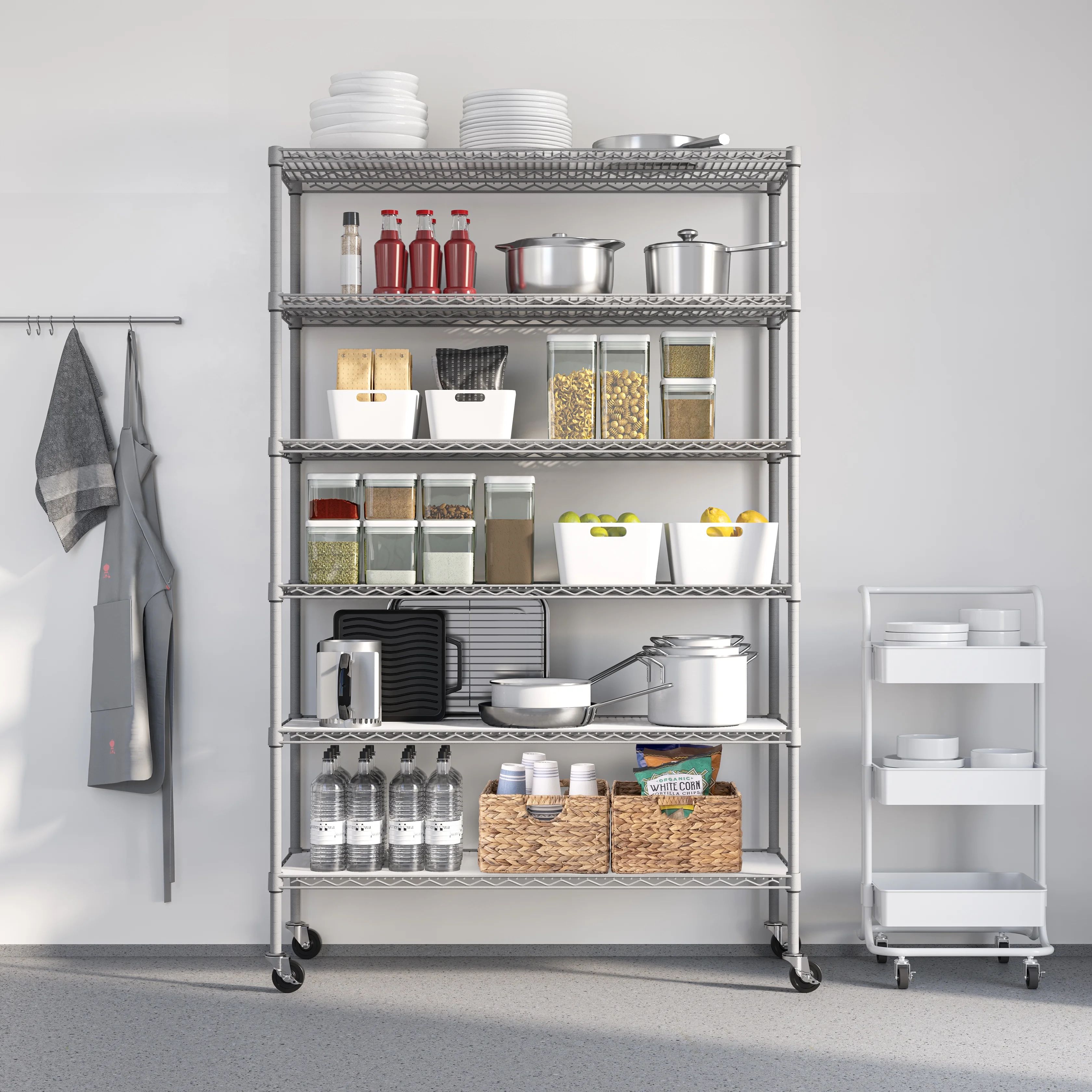 Seville Classics Solid Steel Wire Shelving Storage Unit Adjustable Shelves Organizer Rack, for Home, Kitchen, Office, Garage, Bedroom, Closet, Graphite, 6-Tier, 48" W x 18" D x 75.5- H