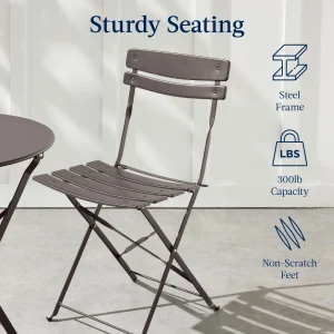 Best Choice Products 3-Piece Small Bistro Set, Folding Patio Furniture Set of 2 Chairs and Table - Black