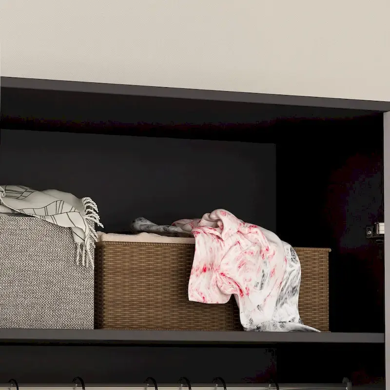 Wardrobe Closet Armoire with 2 Doors Wooden Clothes Storage Cabinet
