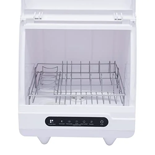 White Desktop Dishwasher, 1200W Compact Automatic Dishwasher, 5 Washing Programs Display 360- Spray Arm, 72 - C Hot Water Rotary Cleaning, Suitable for Apartment/Office/Kitchen/RV