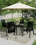 Ataucjin Stackable Dining Chairs Set of 4, High-Back Patio Dining Chairs Set, Outdoor Chairs with Textilene Fabric & Metal Frame for Lawn Backyard Deck Garden