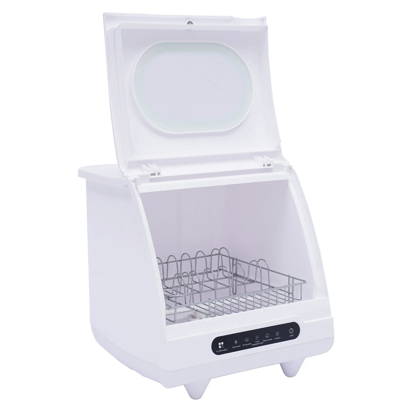 FETCOI Countertop Dishwasher, Compact Countertop 360Streak-Free Deep Cleaning Dishwasher Tableware Dishwashing 5 Washing Programs Automatic Portable Dish Washing Machine with Dish Rack White