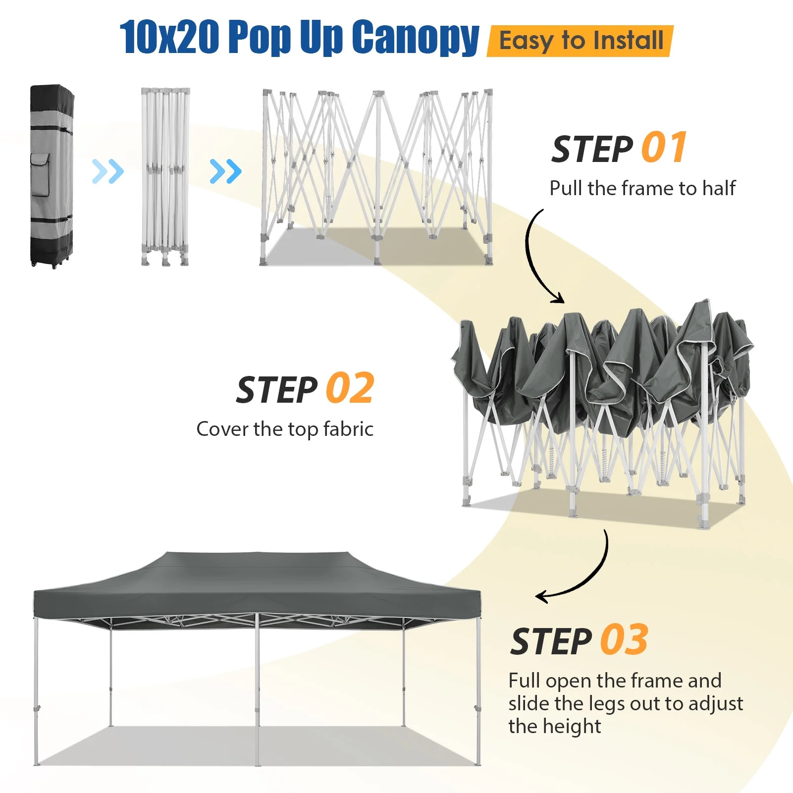 HOTEEL 10x15 Heavy Duty Canopy Tent ,Pop up Canopy for Parties Wedding,Commercial Easy up Gazebo with Roller Bag,UV 50+ &,White