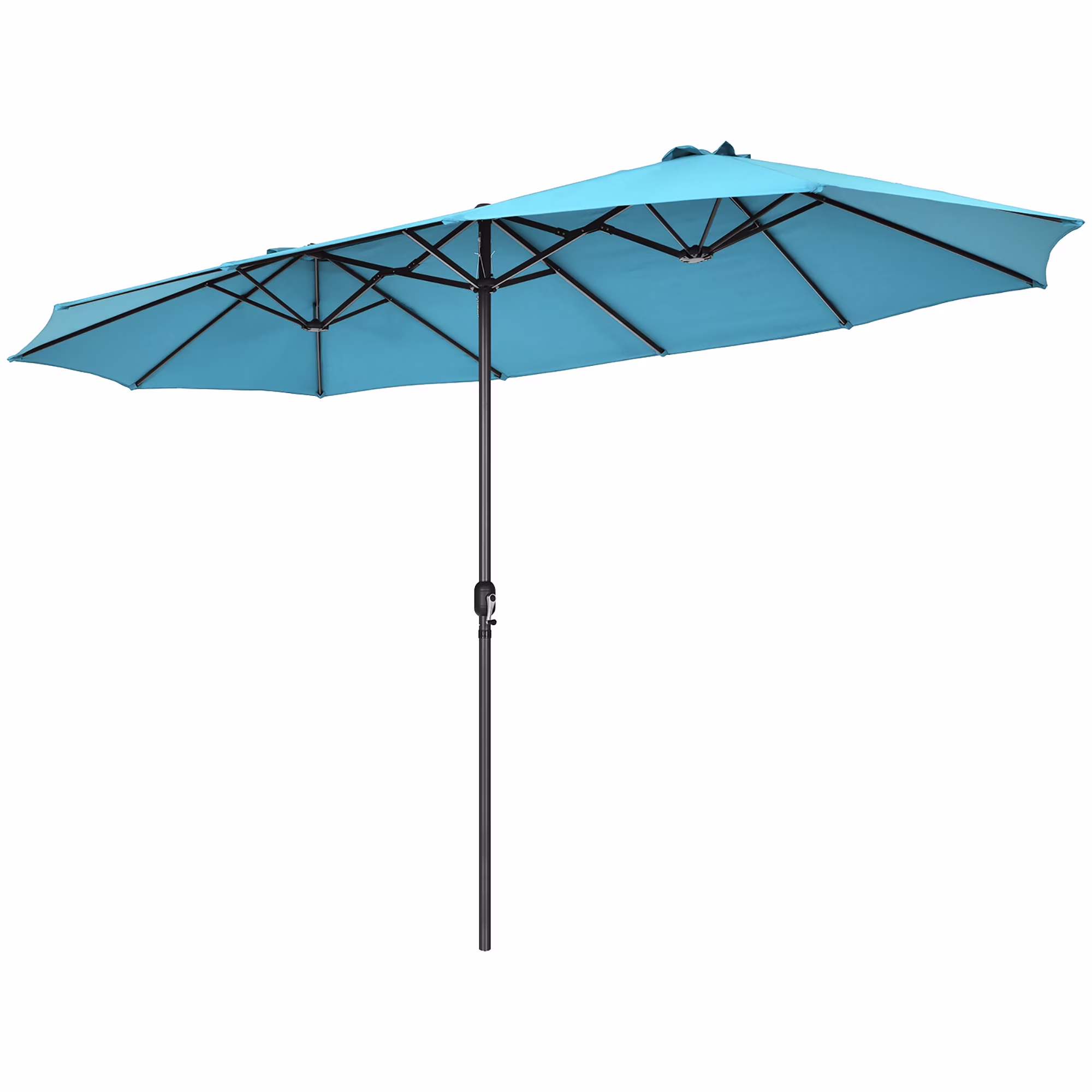 Costway 15ft Beige Patio Double-Sided Umbrella, Crank Lift
