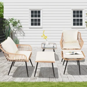 Ainfox 7 Pcs Outdoor Patio Furniture Sofa Set on Sale, Grey Rattan Grey Cushion