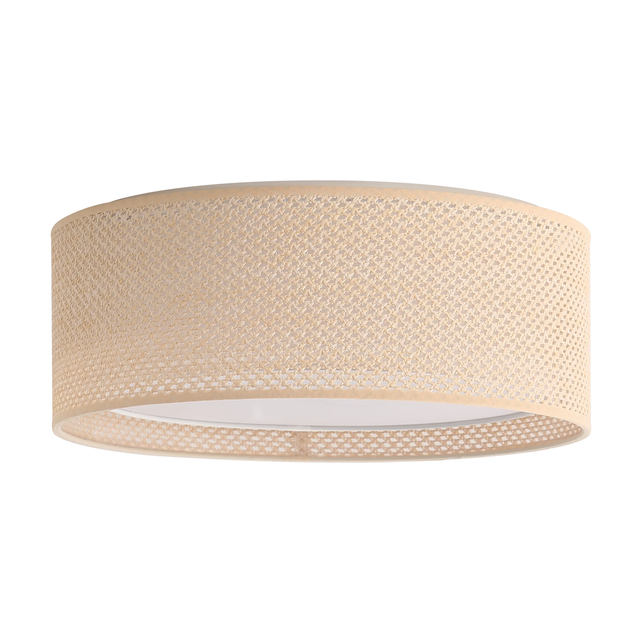 LEDET 15.7 in. Yellow Flush Mount Ceiling Light Rattan Weaving Shade Home Decor Pendant Lighting