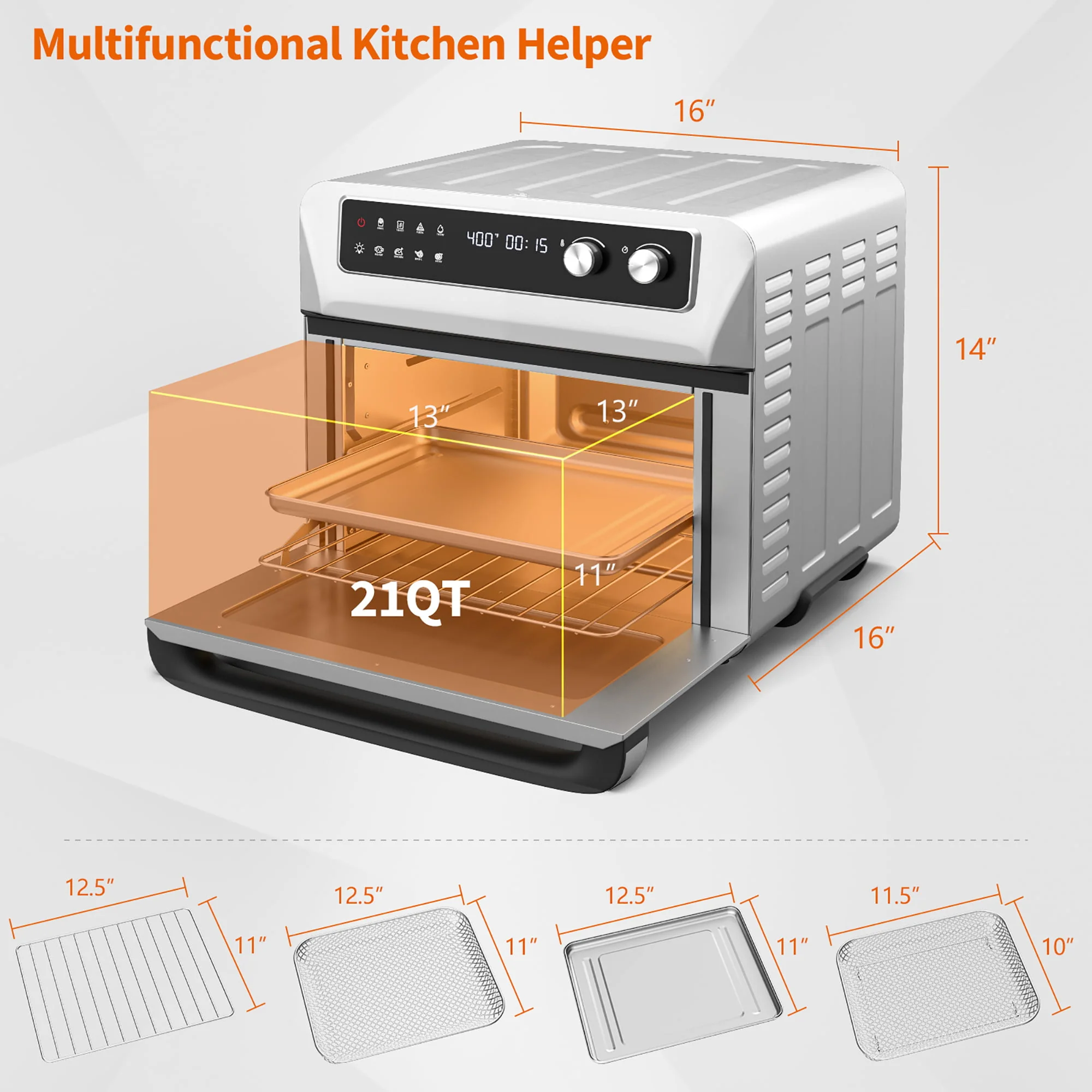 Costway 21QT Convection Air Fryer Toaster Oven 8-in-1 w/ 5 Accessories & Recipe