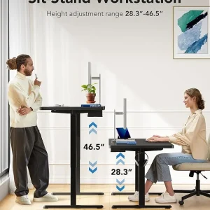 UANUO 48 x 24 inch Electric Standing Desk, Height Adjustable Table with Headphone Hooks & Cable Manager, Sit to Stand up Desk for Home Office, Vintage Brown