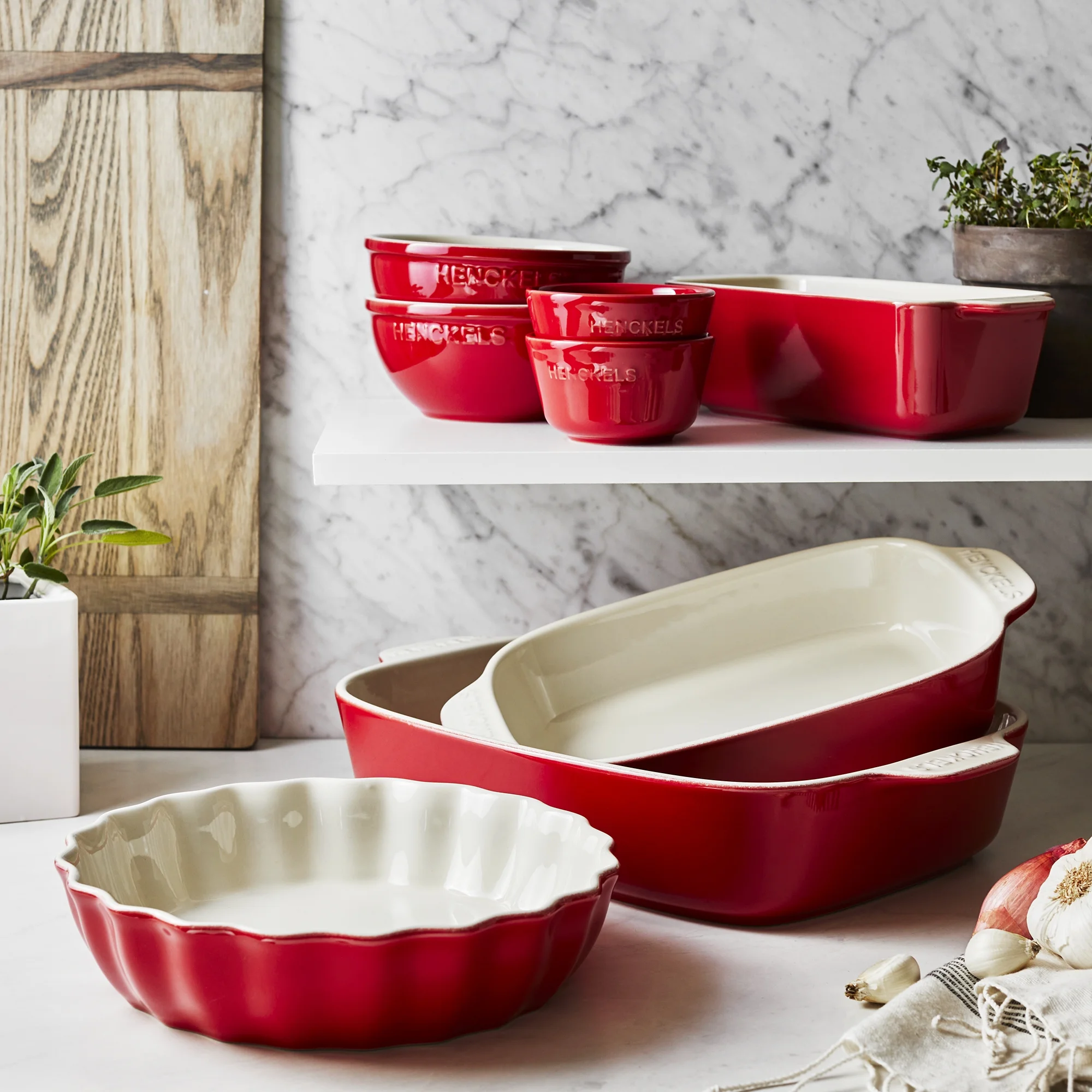 Henckels Ceramic 8-pc Mixed Bakeware & Serving Set - White