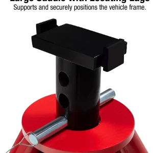 10-Ton Medium Height Pin Type Jack Stands, Pair, Red