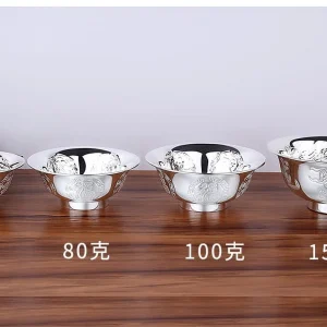 Solid Silver Chopsticks 999 Sterling Silver Household Snowflake Silver Sterling Silver Tableware Wedding and Birthday Gifts