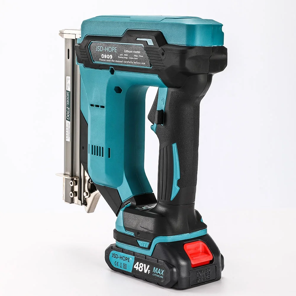 Brushless Cordless Nail Gun -C Straight Nail Gun, Staple Nail Gun, Nail Shooter, Pneumatic Nail Gun; Equipped with Lithium Battery and Quick Charger, Suitable for Decorative Carpentry, Cabinets,