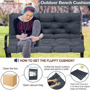 Replacement Cushions for Swing, Waterproof Porch Swing Cushion, 2-3 Seat Outdoor Bench Cushion with Backrest for Patio Furniture Garden Porch Loveseat Glider Pad (Sky Blue 70*40in)
