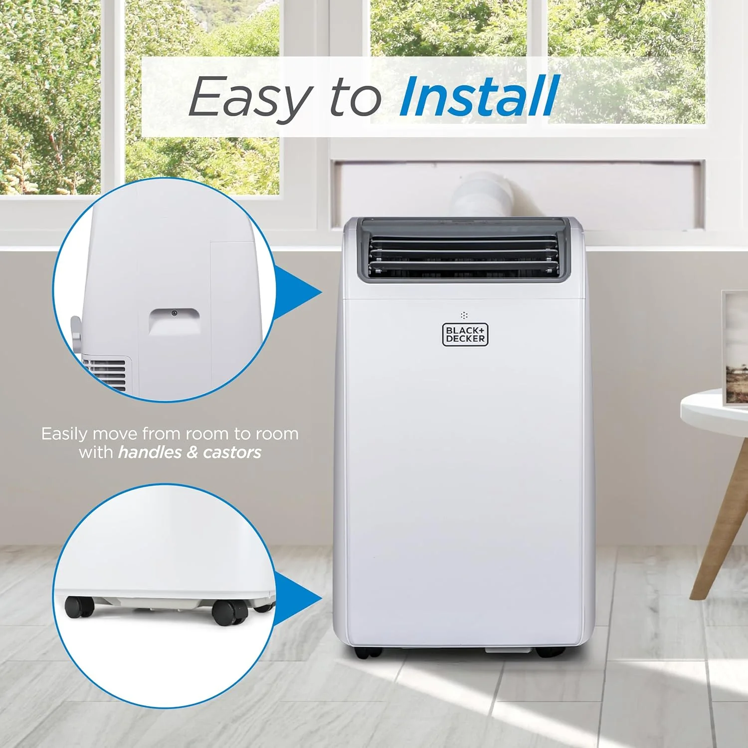 BLACK+DECKER 10,000 BTU Portable Air Conditioner for Rooms up to 450 Sq. Ft. with Remote – White