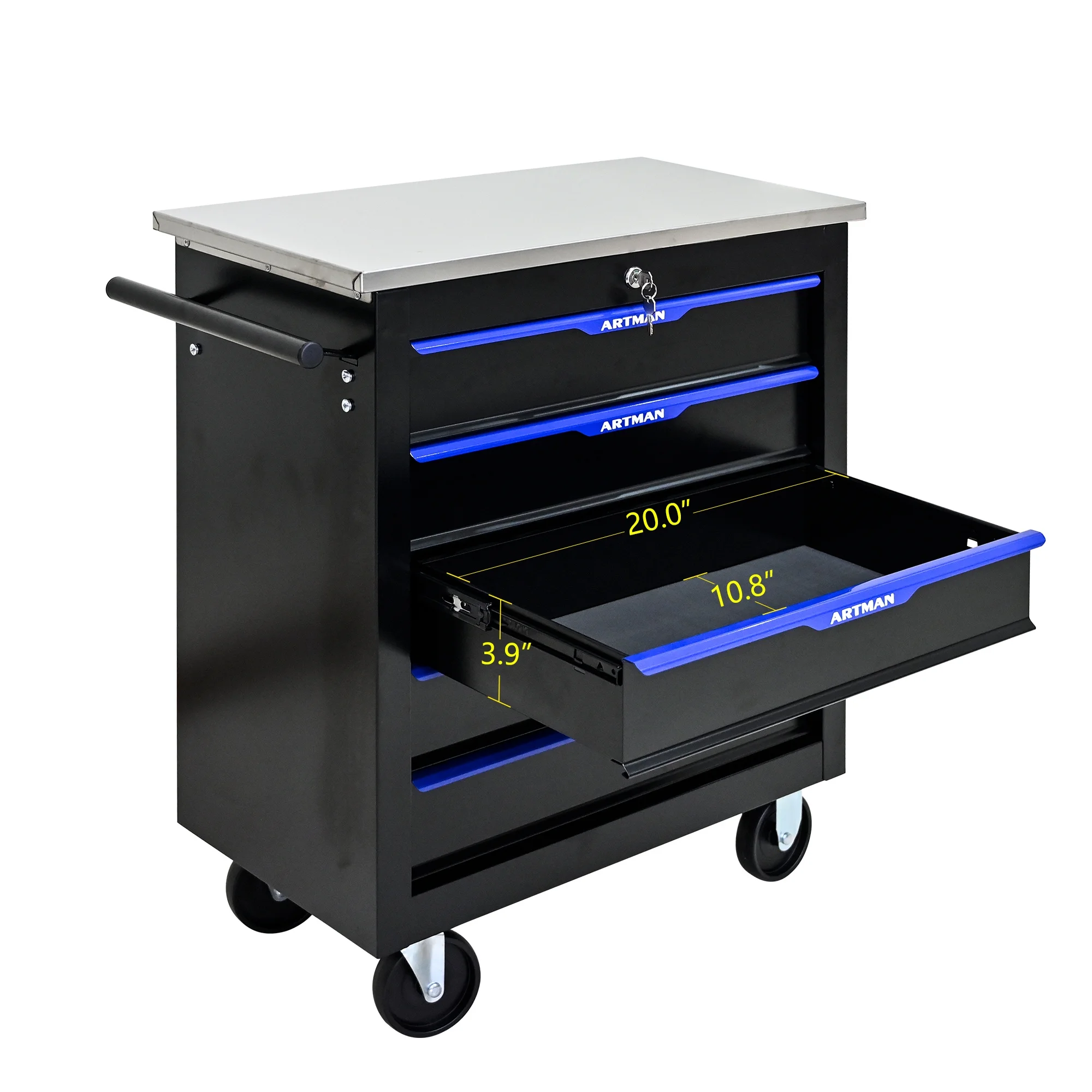 Aukfa Composable 25.9 in Tool Chest with 7 Drawers&7 Plastic Storage Box for Workshop Garage, Black