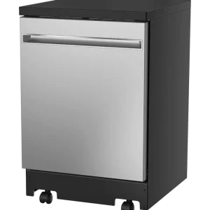GE 24 Stainless Steel Portable Dishwasher With Sanitize Cycle