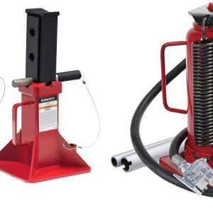10-Ton Medium Height Pin Type Jack Stands, Pair, Red