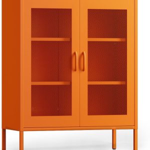 CHSHIN 40" H Blue Metal Storage Cabinet with 2-Mesh Doors for Home,Office,Kitchen,Bar(Width:31.5")