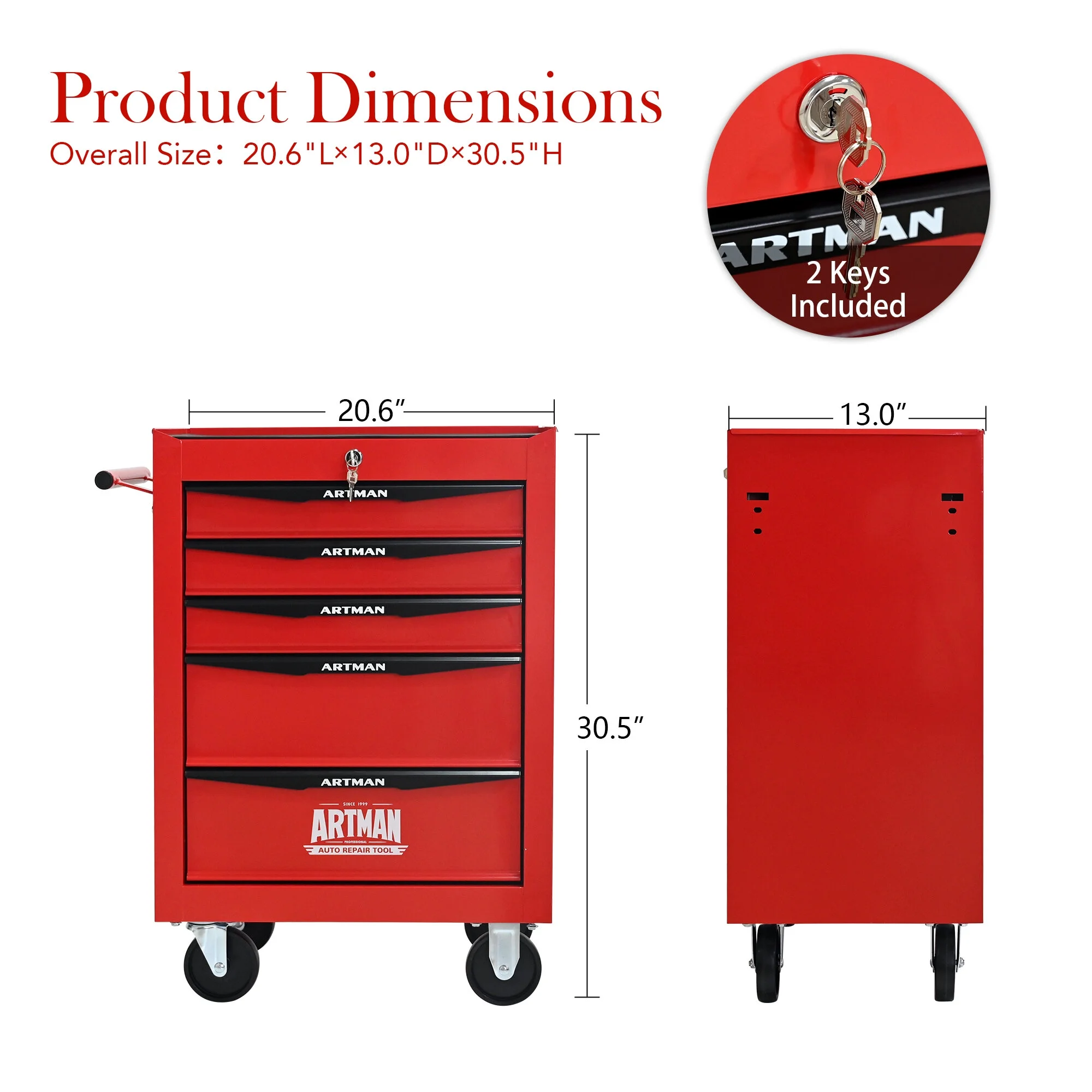 Tool Cabinets 4 Drawers Multifunctional Tool Cart with Wheels,Metal Rolling Tool Cart Storage for Garage Workshop Warehouse Repair Shop--With Stainless Steel Roof- Red&Black,Garage Tool Cabinets