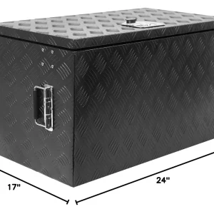 TROPOW 24-Inch Aluminum Diamond Plate Tool Chest -C Lockable Underbody Storage Box for Trucks, RVs, and Trailers
