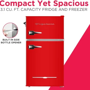 Frigidaire Retro Mini Fridge with Freezer & Side Bottle Opener-Small 2 Door Refrigerator for Office Bar or College Dorm Room-3.1 Cu Ft – 19”"D x 20.5" W x 33.5" H