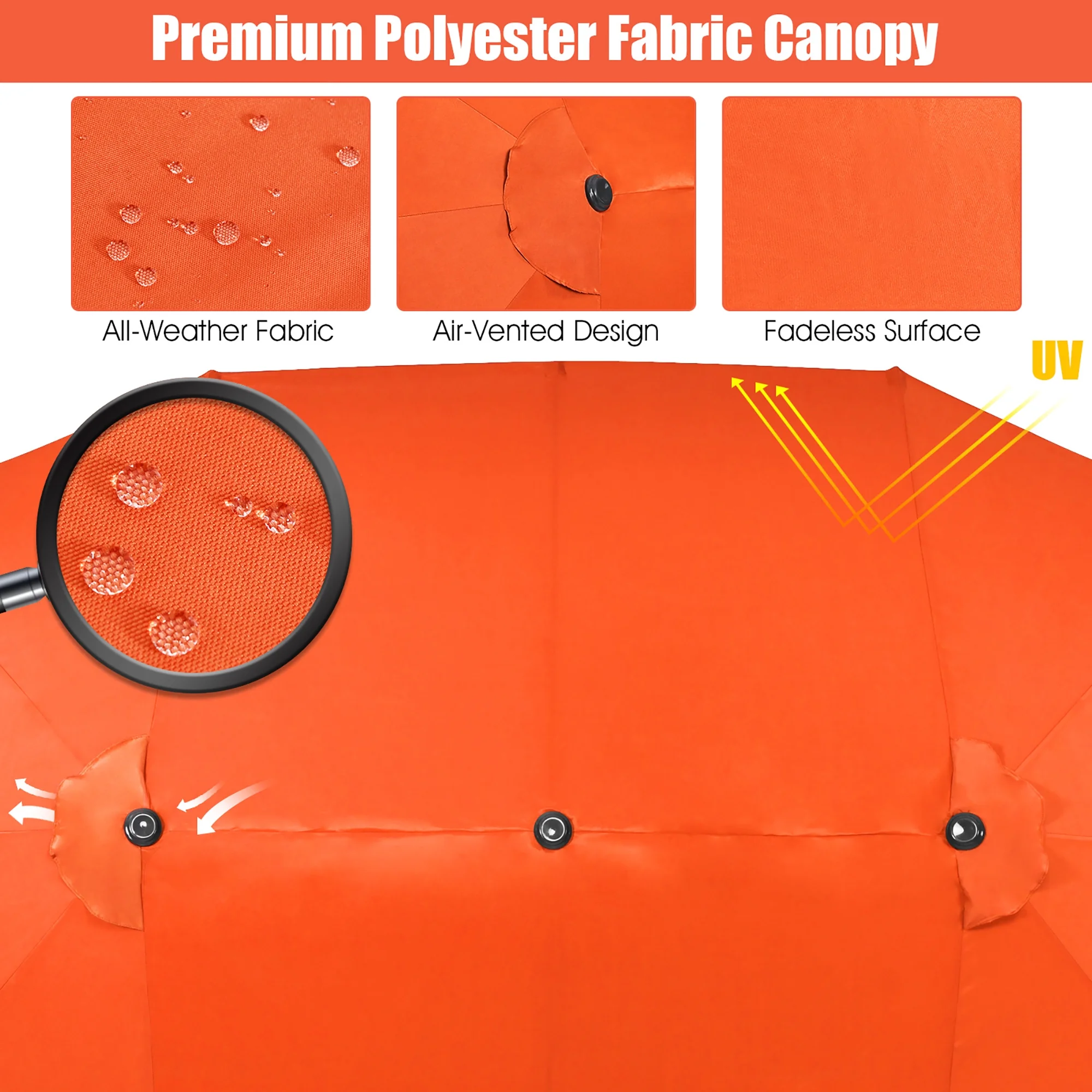 Costway 15ft Beige Patio Double-Sided Umbrella, Crank Lift
