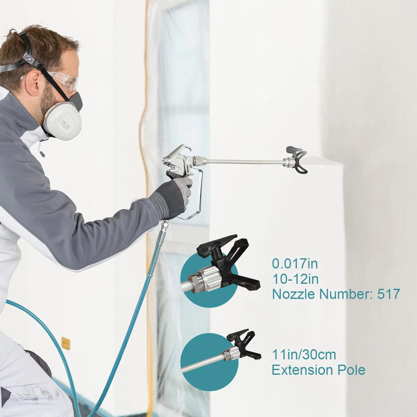 X10 Airless Paint Sprayer, Electric Paint Machine with Extension Pole and Cleaning Kits, 3300 PSI 750W, 0.32GPM Stand Paint Sprayer for DIY Painting Projects Home Interior & House Exterior