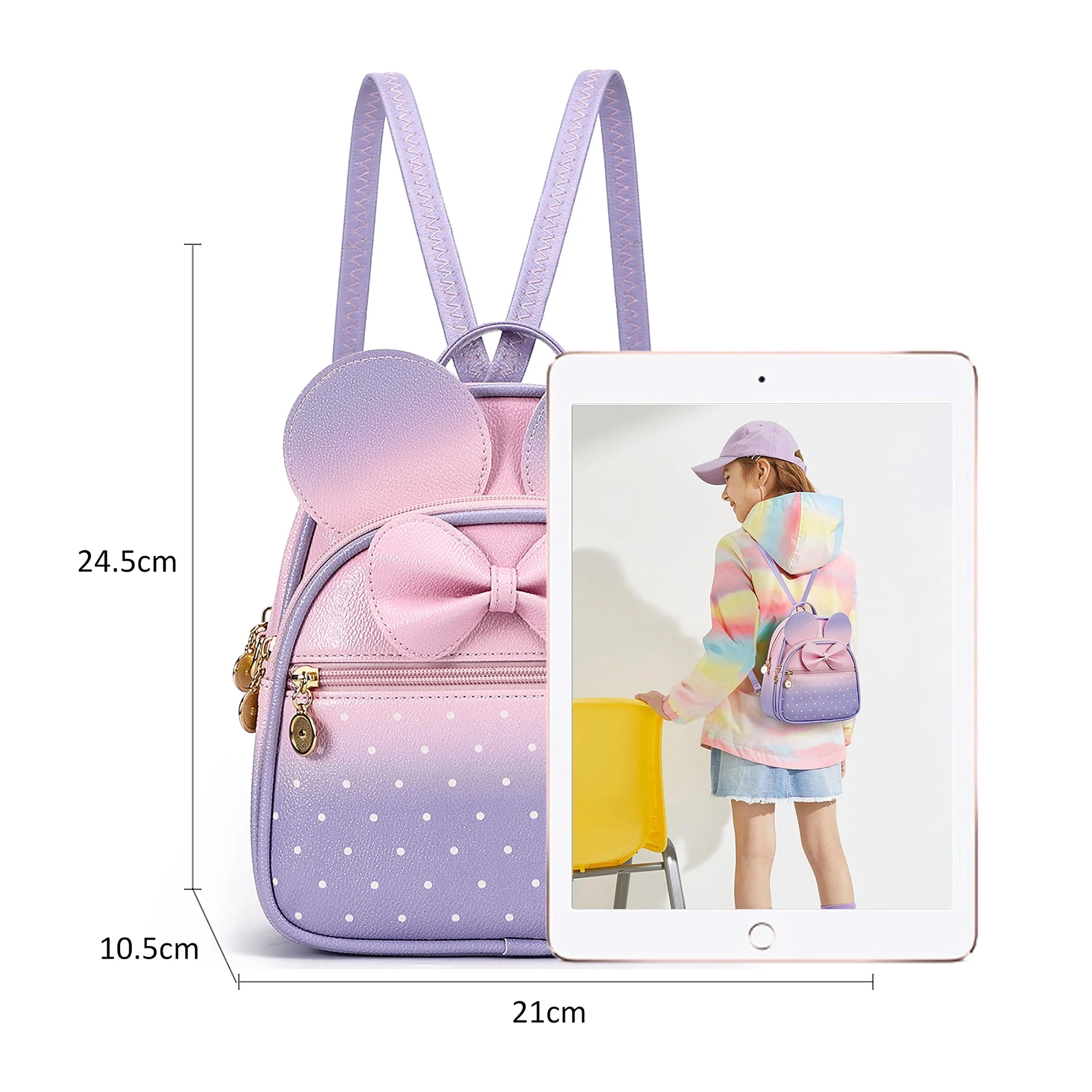 KL928 Women Girls Gradient Fashion Backpack Purse Women's Mini Quilted Zipped Backpack Christmas Gifts
