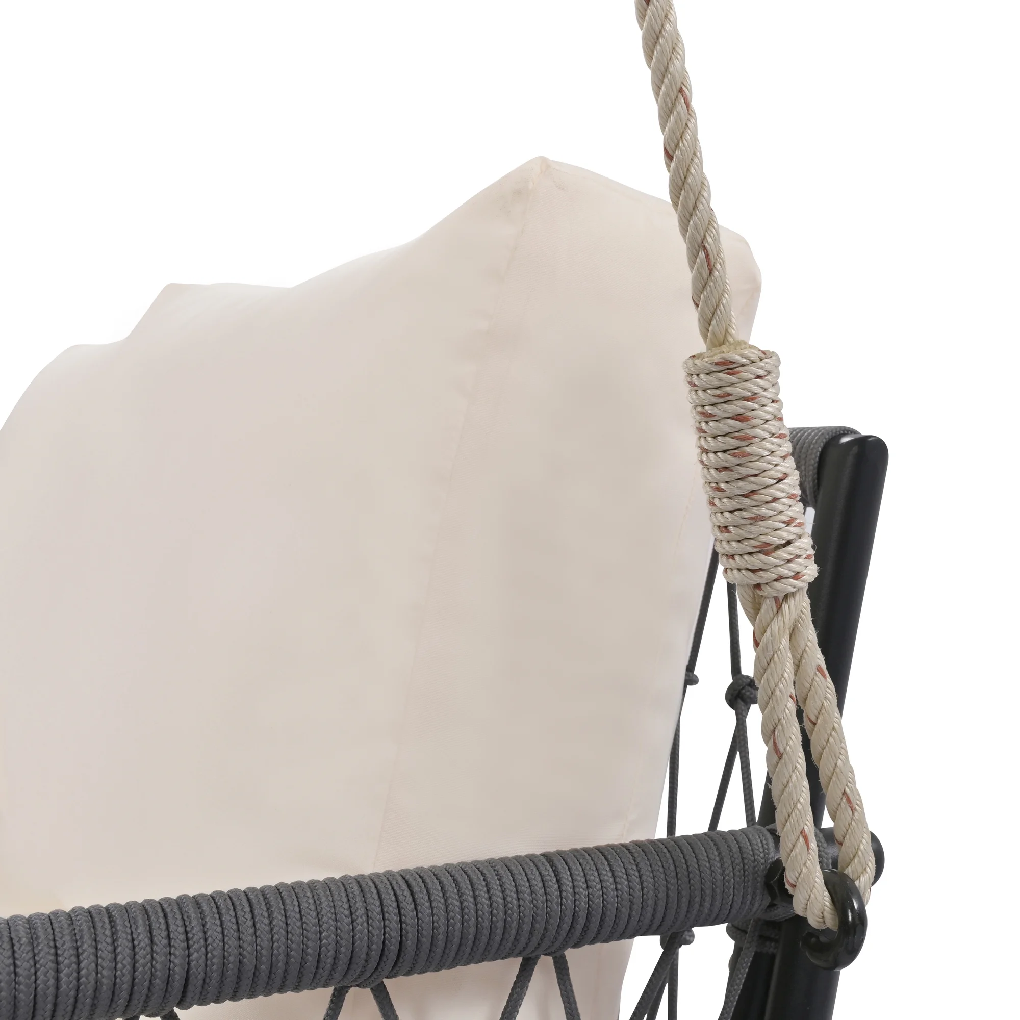 Harper & Bright Designs PE Ratten Porch Swing Chair, 2-Seater Hanging Swing Bench with Chains, All Weather Design Patio Furniture Swing for Backyard Garden Poolside, Grey and White