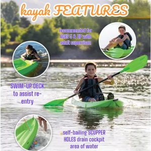 The Wave 6' Youth Kayak with Paddle. Designed for Stability and Safety, It's The Perfect Choice for Young Paddlers Ready to Conquer The Water