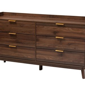 Baxton Studio Lena Mid-Century Modern Walnut Brown Finished Wood 3-Piece Storage Set