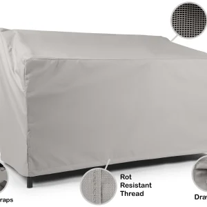 Covermates Outdoor Patio Sofa Cover - Heavy-Duty Polyester, Weather Resistant, Drawcord Hem, Seating and Chair Covers, 82W x 40D x 40H, Ripstop Tan