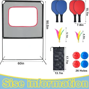 Slsy Portable Pickleball with Net, A Racket Game That Combines Pickleball, Badminton, Jianzi, and Tennis, Backyard Games Sport Outdoor Indoor, Fun Games for Kids & Adults
