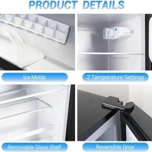 Apartment Size Refrigerator, 3.5 Cu.Ft Samll Refrigerator with Freezer Suitable for Home and Apartments, Freestanding