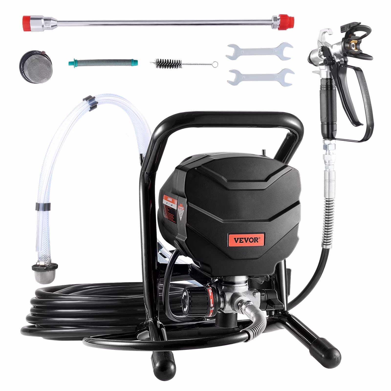 VEVOR Stand Airless Paint Sprayer, 650W High Efficiency Airless Sprayer, 3000PSI Electric Paint Sprayer Machine Extension Rod and Cleaning Kits for Interior and Exterior Furniture/Fence/Home/House
