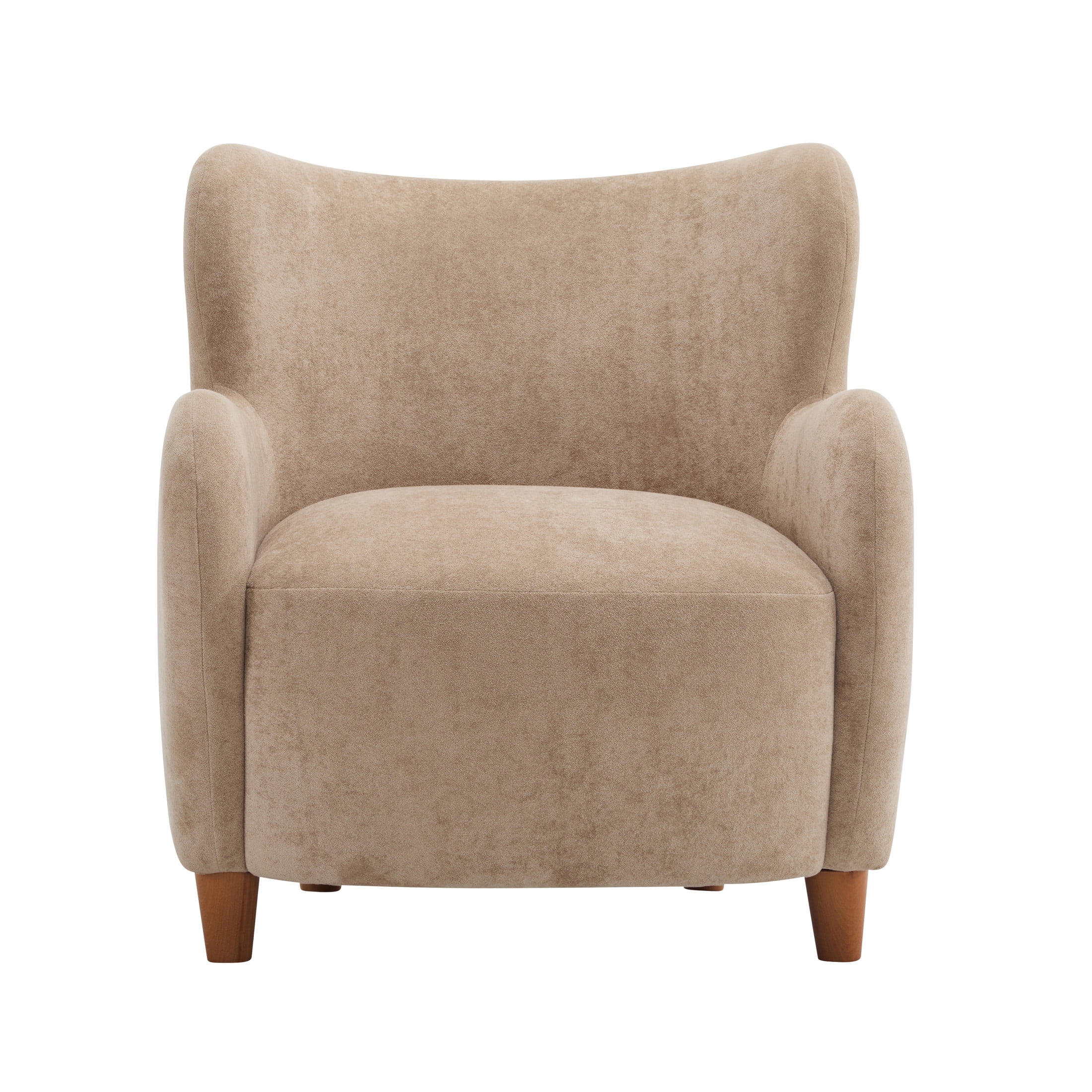 Christopher Knight Home Mid-Century Modern Velvet Wingback Accent Chair with Birch Legs, White