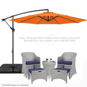 Best Choice Products 10ft Offset Hanging Outdoor Market Patio Umbrella w/ Easy Tilt Adjustment - Tan