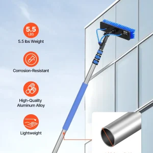 VEVOR Water Fed Pole Kit, 12FT Solar Panel Cleaning Pole with Extendable Handle, 180- Rotatable Brush Head & 65.6FT Hose, Household & Outdoor Window Cleaner Tool for Caravan Solar Panel Deck