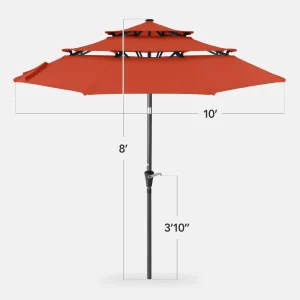 Best Choice Products 10ft 3-Tier Patio Umbrella, Market Sun Shade w/ Tilt Adjustment, Easy Crank - Red