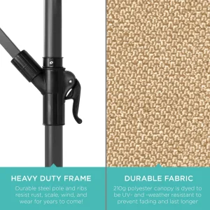 Best Choice Products 10ft Offset Hanging Outdoor Market Patio Umbrella w/ Easy Tilt Adjustment - Tan