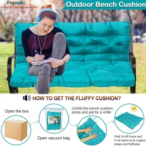 Replacement Cushions for Swing, Waterproof Porch Swing Cushion, 2-3 Seat Outdoor Bench Cushion with Backrest for Patio Furniture Garden Porch Loveseat Glider Pad (Sky Blue 70*40in)
