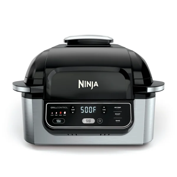 4-in-1 Indoor Grill with 4-Quart Air Fryer, Roast, & Bake, AG300